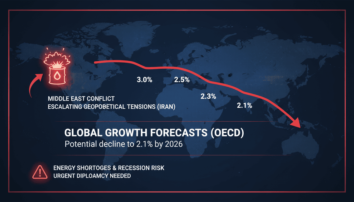 OECD report on global growth forecasts and Middle East conflict