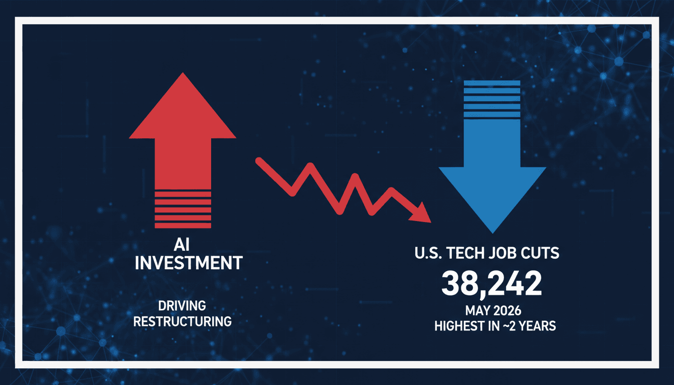 Graph showing job cuts in the U.S. tech sector over time