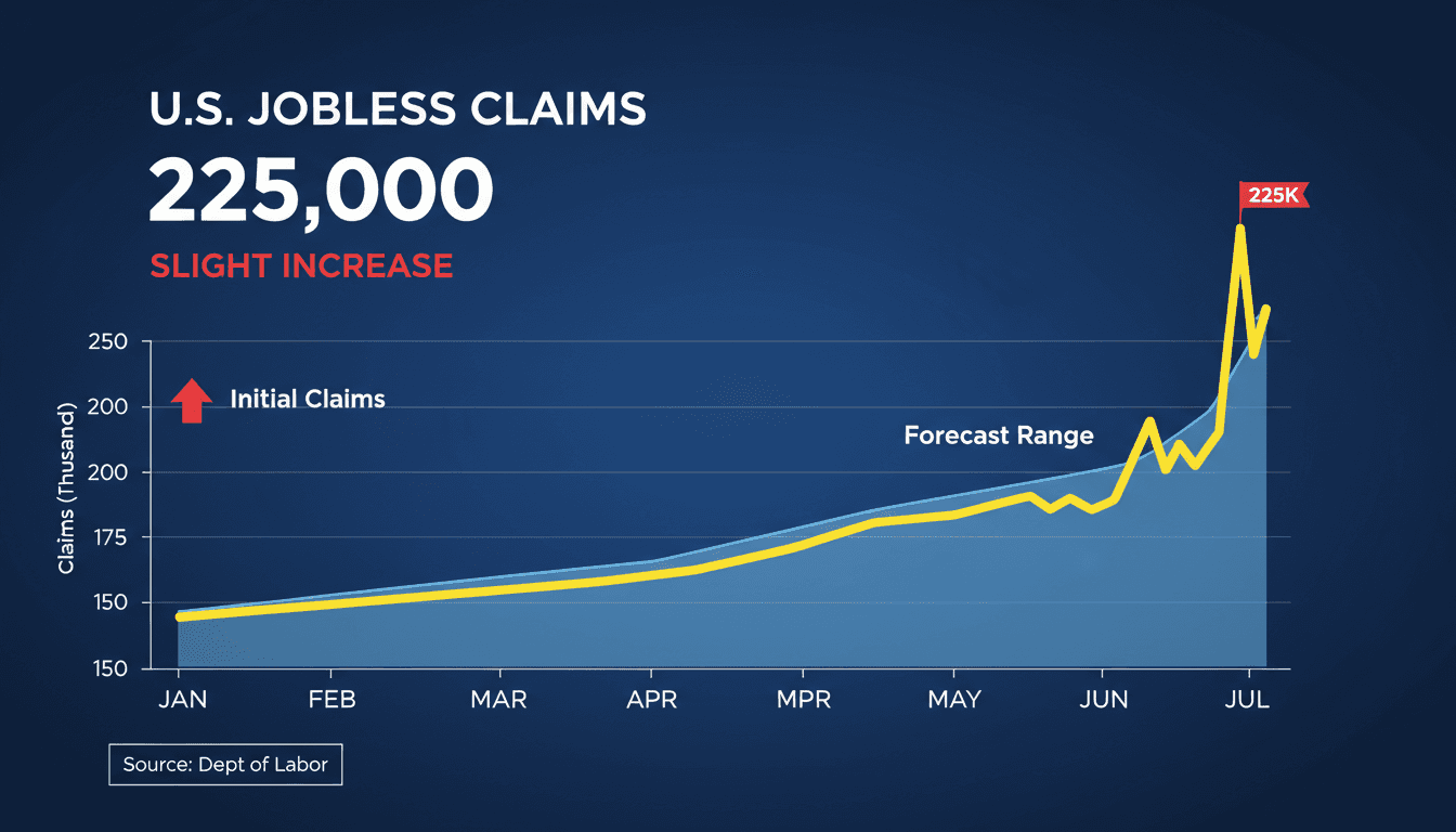 Graph showing the rise in U.S. jobless claims to 225,000
