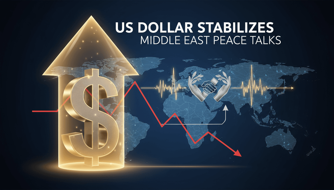 US dollar symbol with a backdrop of Middle East peace negotiations