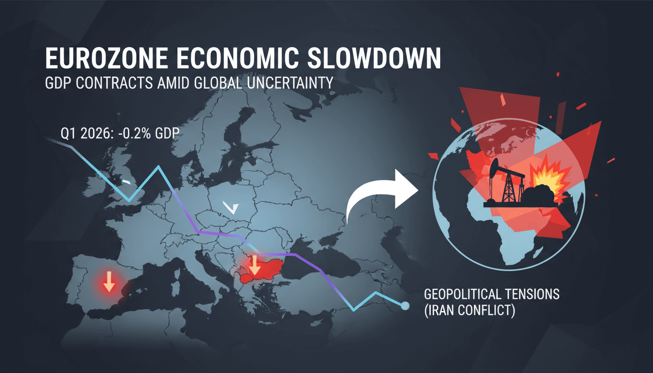 Graph showing Eurozone GDP contraction and geopolitical influences.