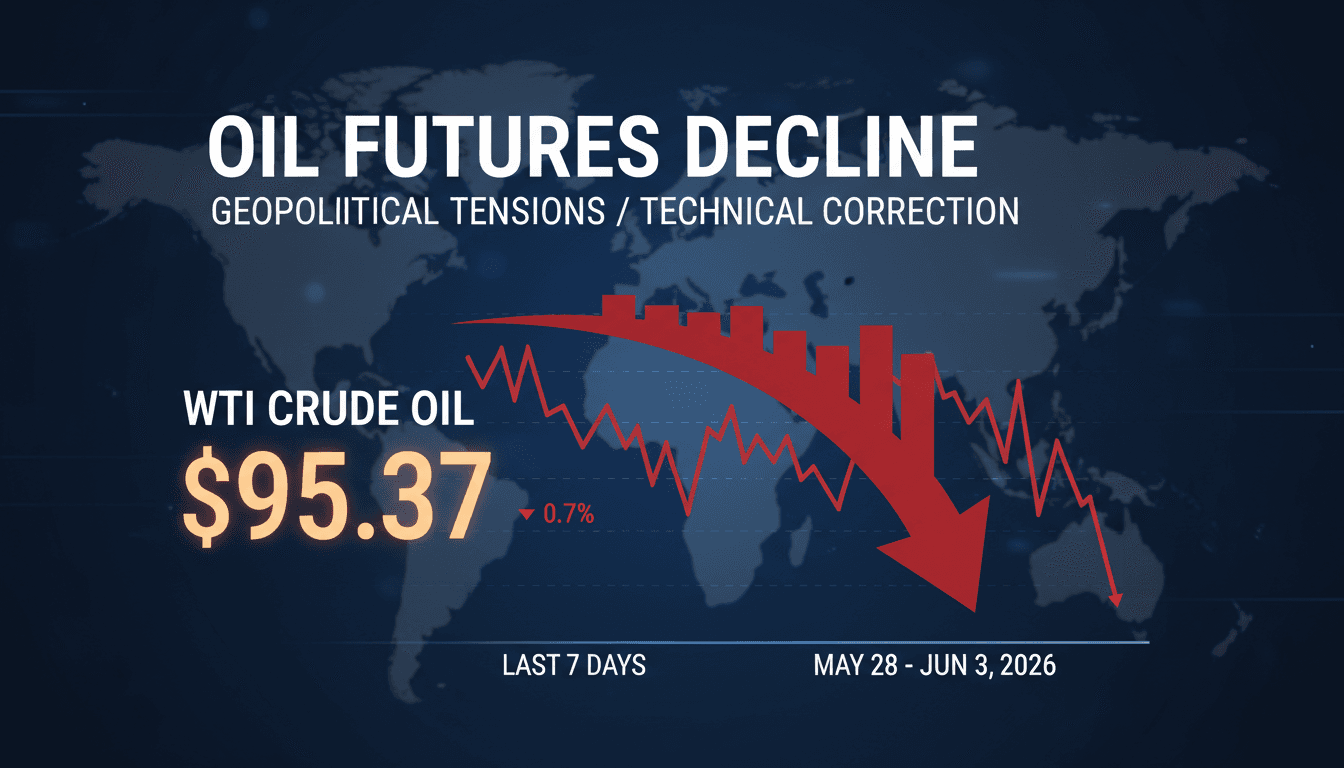 A graphic illustrating the recent decline in WTI crude oil prices, highlighting the impact of geopolitical tensions.