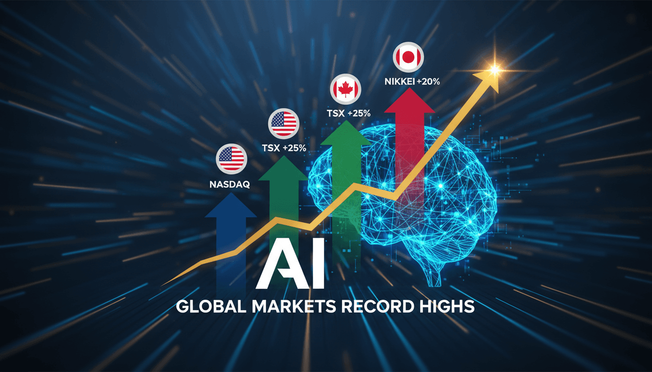 Stock market graph showing record highs amid AI investment surge