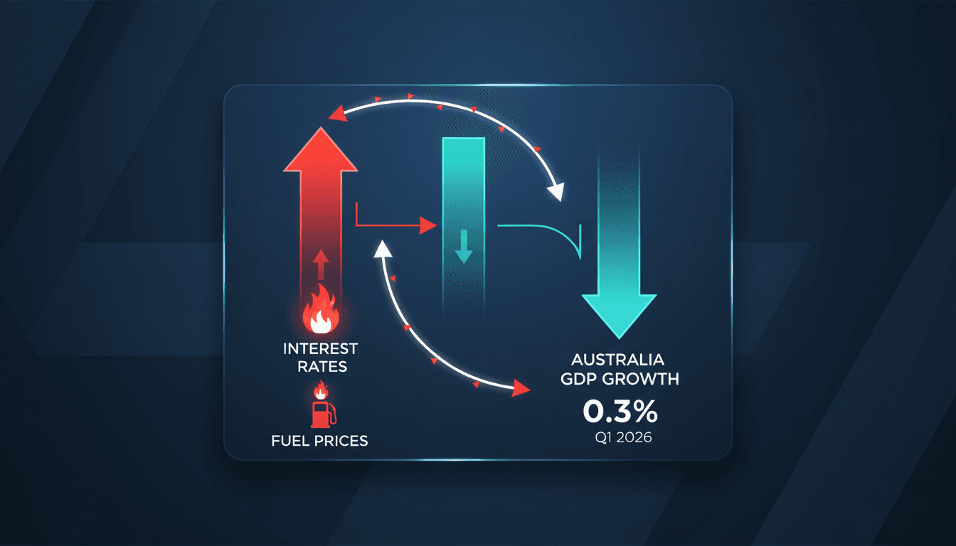 Graph showing Australia's GDP growth rate decline in Q1 2026