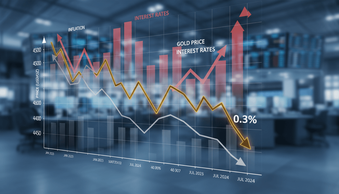 A graph showing the decline in gold prices amid rising inflation and interest rate concerns.