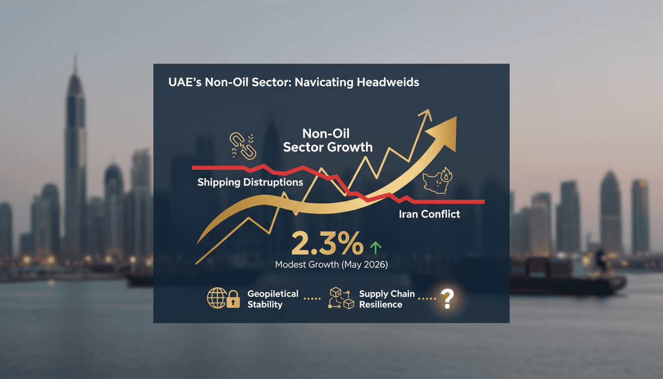 Graph showing growth trends in the UAE's non-oil sector amidst challenges.