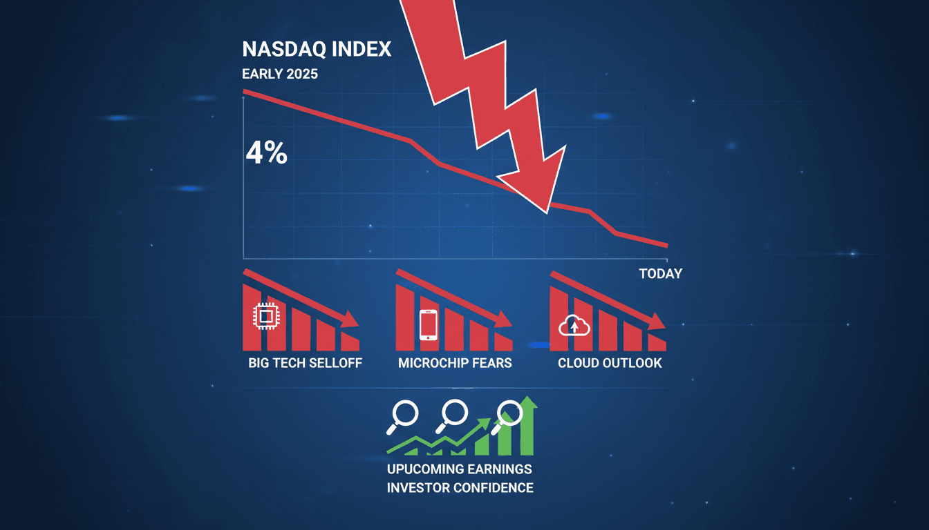 Nasdaq stock market decline with tech sector focus