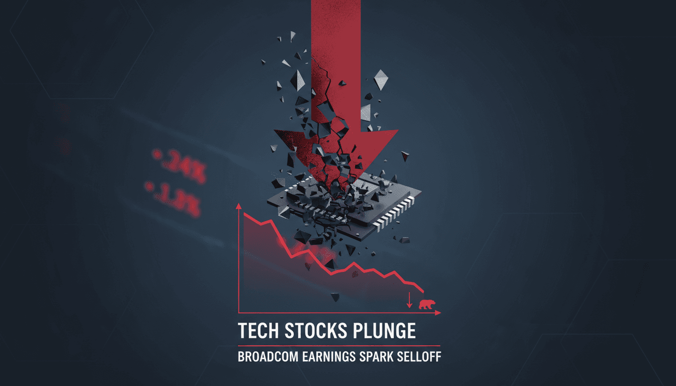 Graph showing decline in U.S. tech stocks following Broadcom's earnings report.