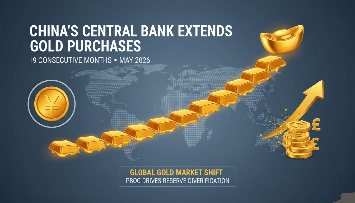 Graph showing the trend of China's gold purchases over 19 months.
