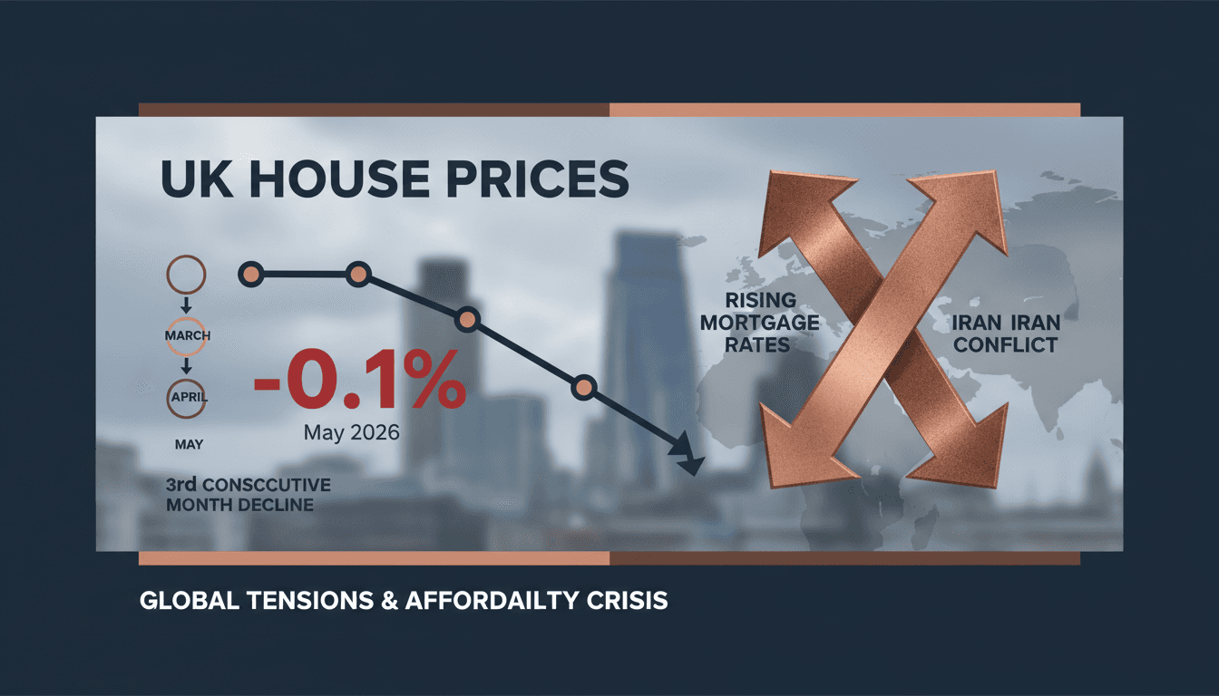 Graph showing the decline of UK house prices over three months.