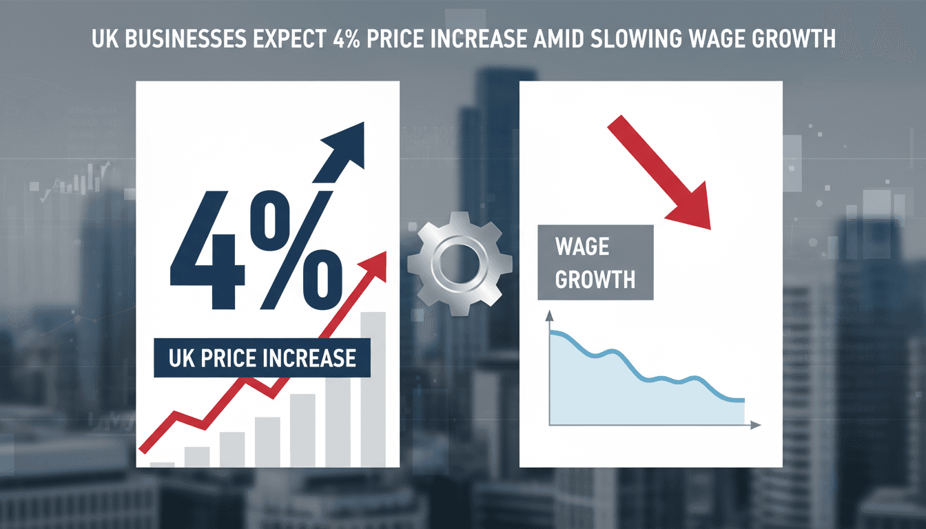Graph showing expected price increase and wage growth trends in the UK.