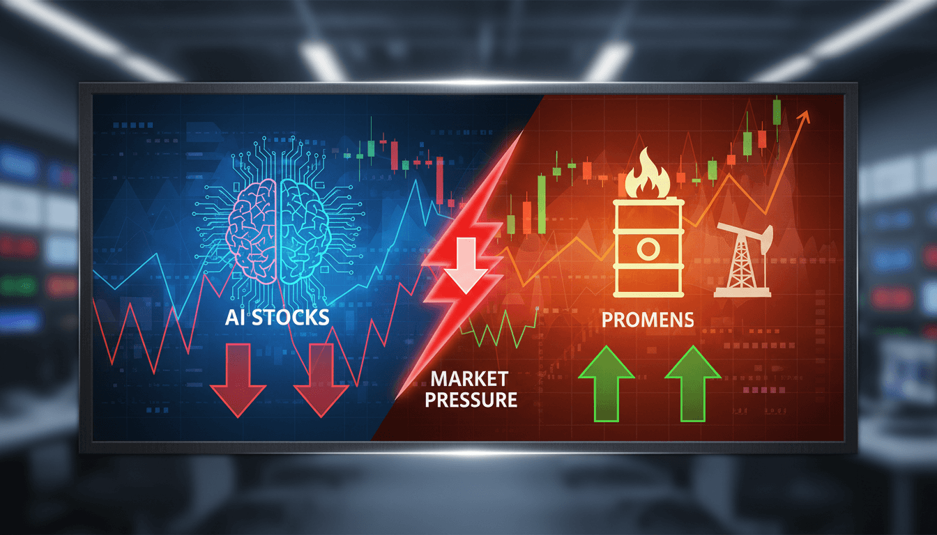 Stock market graph showing decline amid rising oil prices
