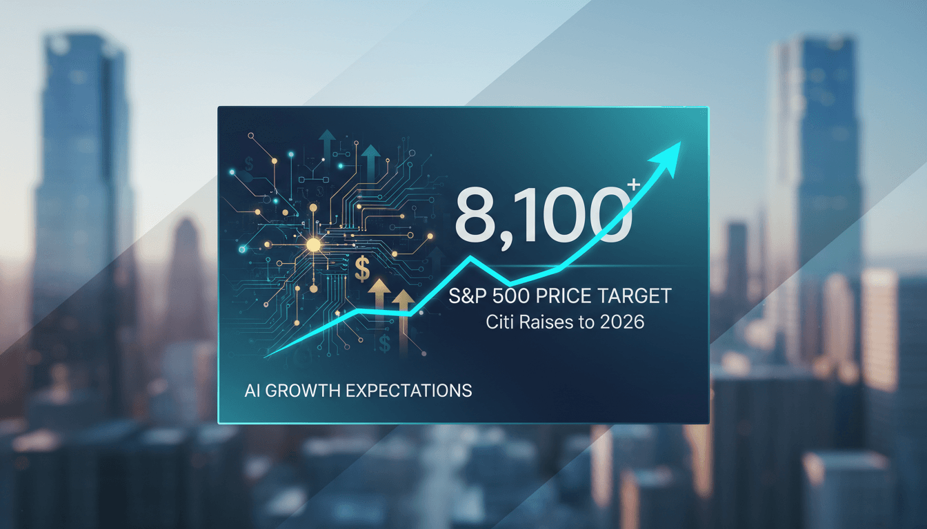 Graph illustrating Citi's revised S&P 500 target and AI sector impact