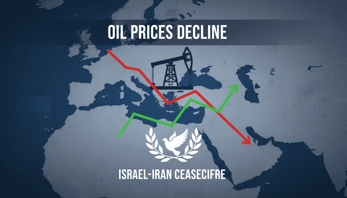 Graph showing oil price fluctuations following the Israel-Iran ceasefire.