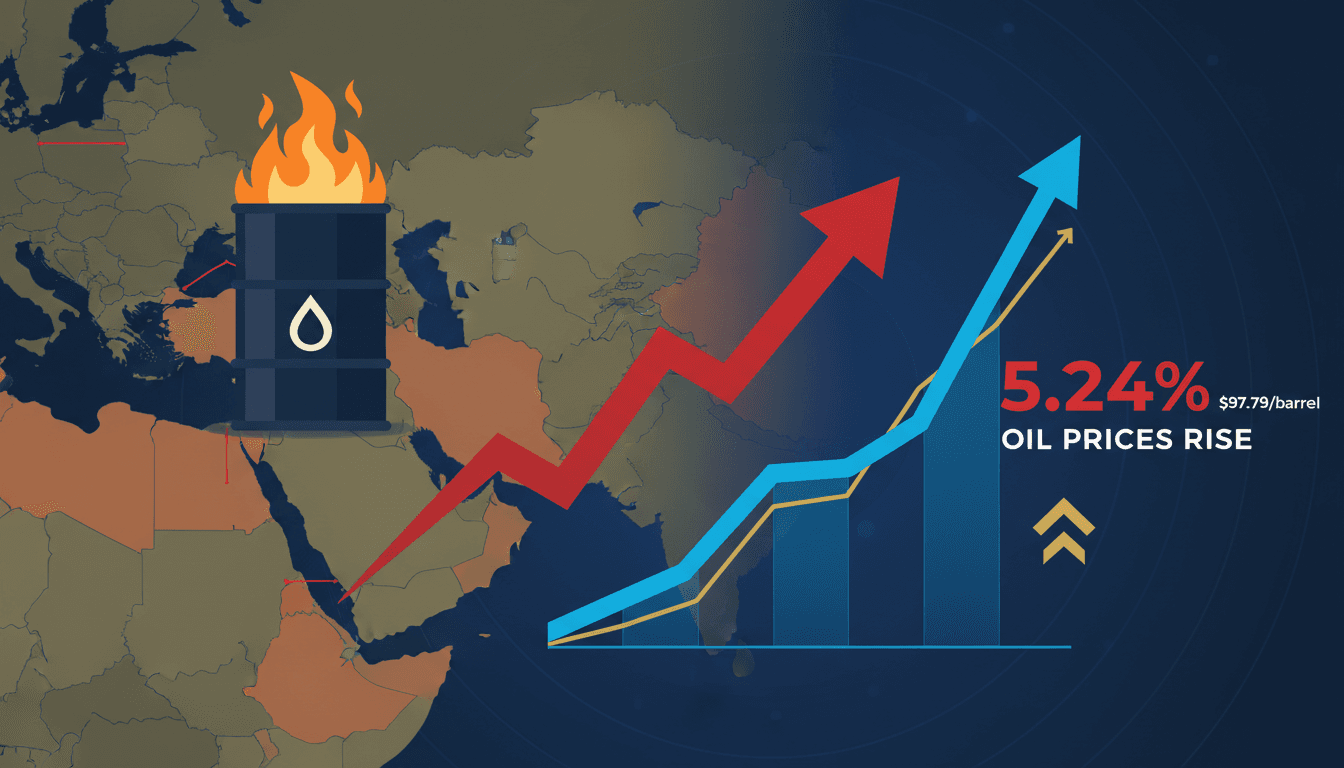 Graph showing the rise in Brent crude oil prices amid geopolitical tensions.