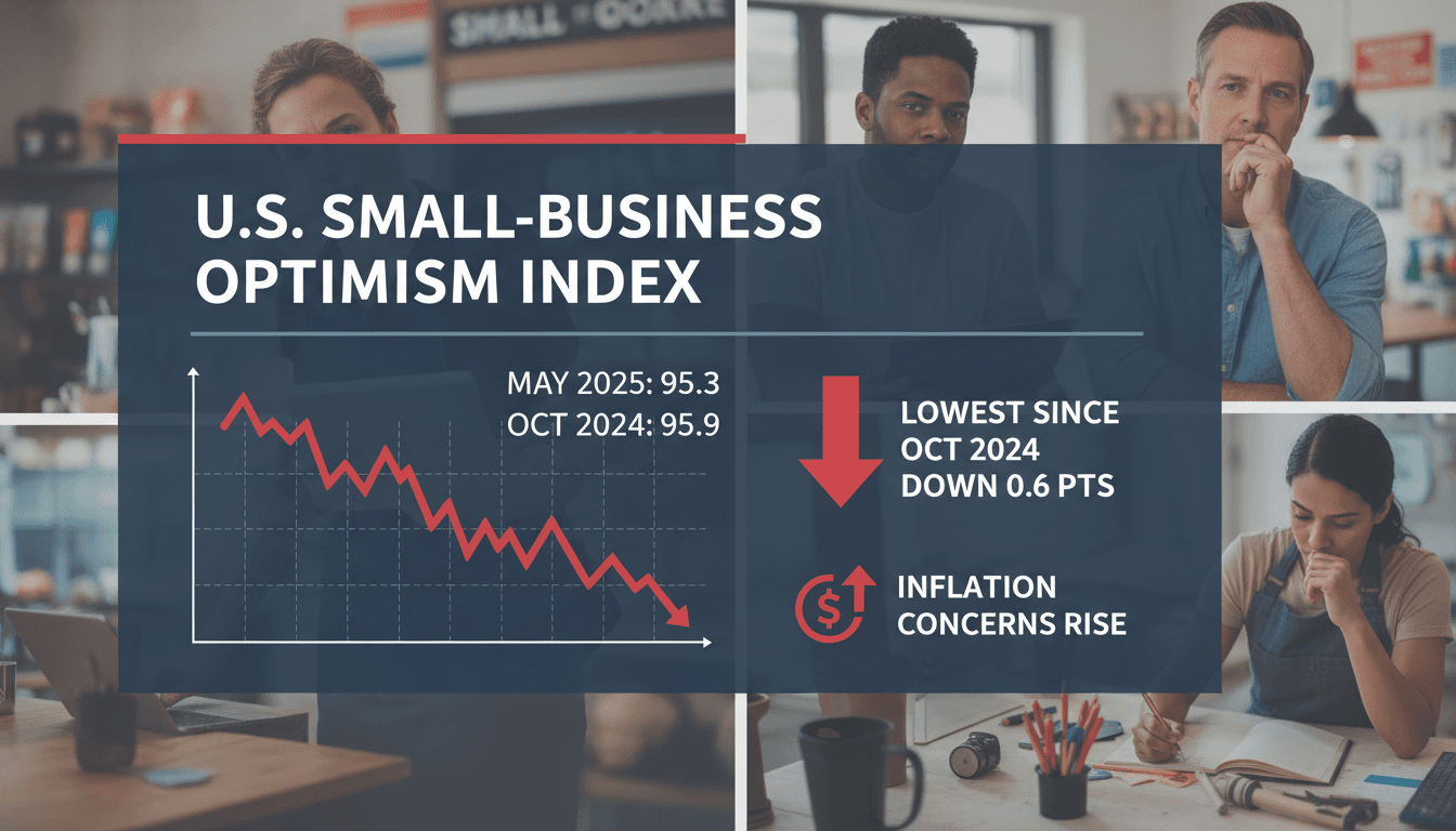 Graph showing the decline of the U.S. small-business optimism index over time.