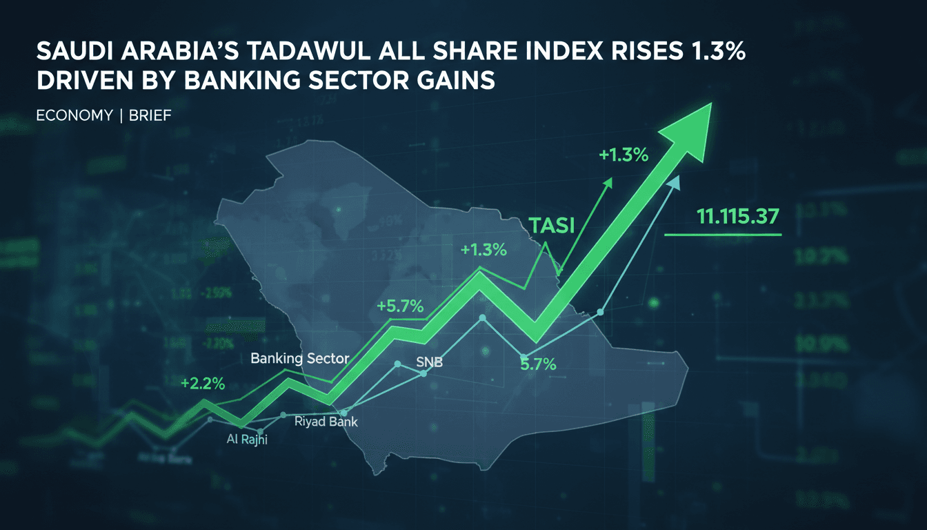 Graph showing the rise of the Tadawul All Share Index and banking stocks.
