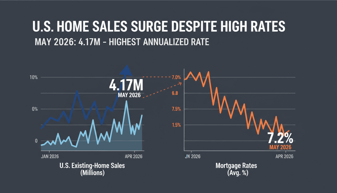 Graph showing the rise in U.S. existing-home sales in May 2026.