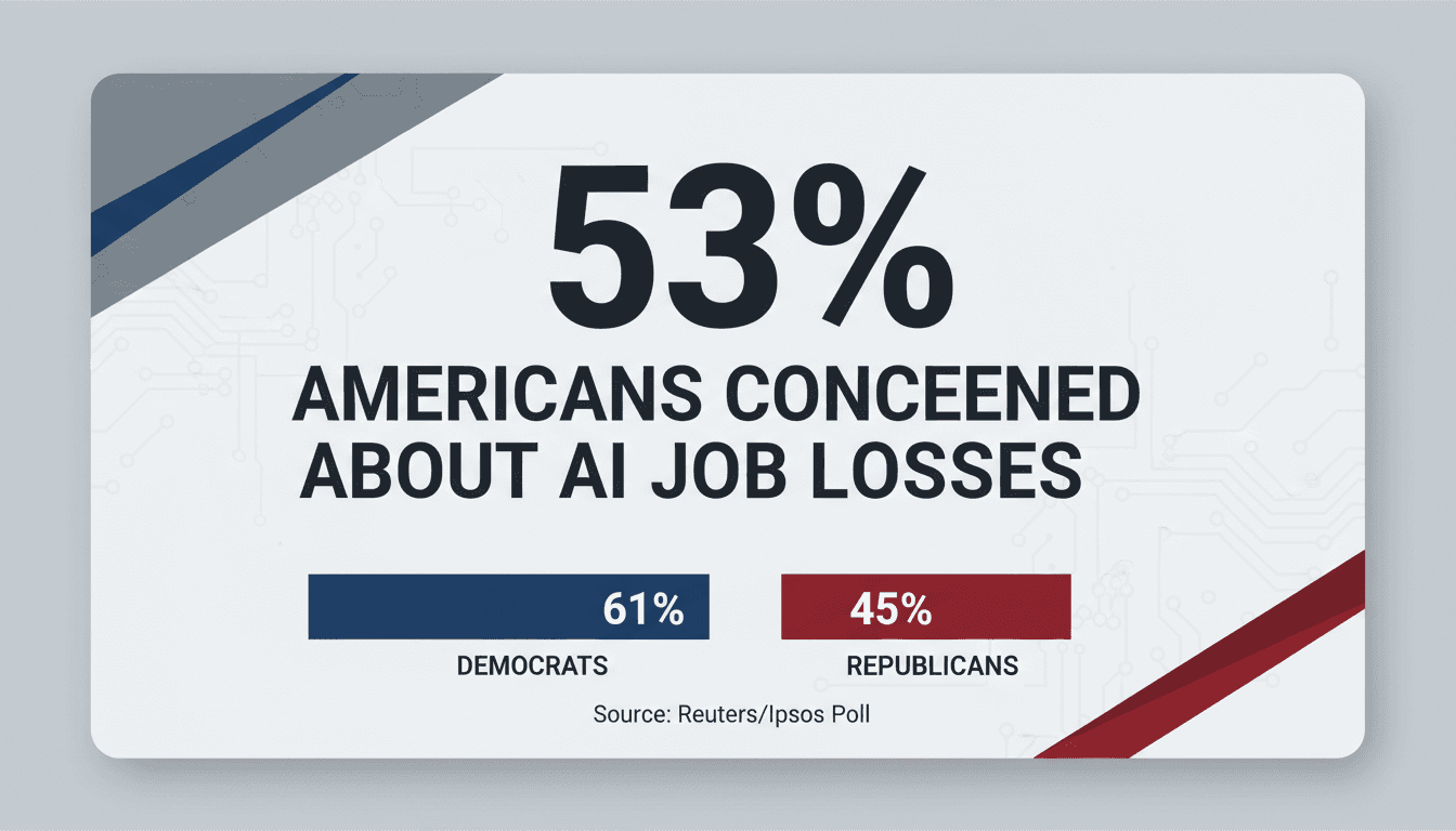 A graphic showing public concern over AI job losses in America.