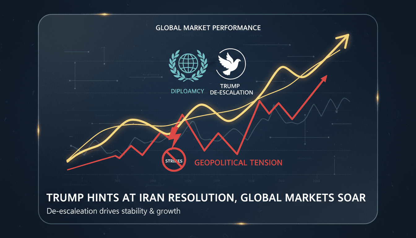 President Trump addressing the media about the Iran conflict and its impact on global markets.