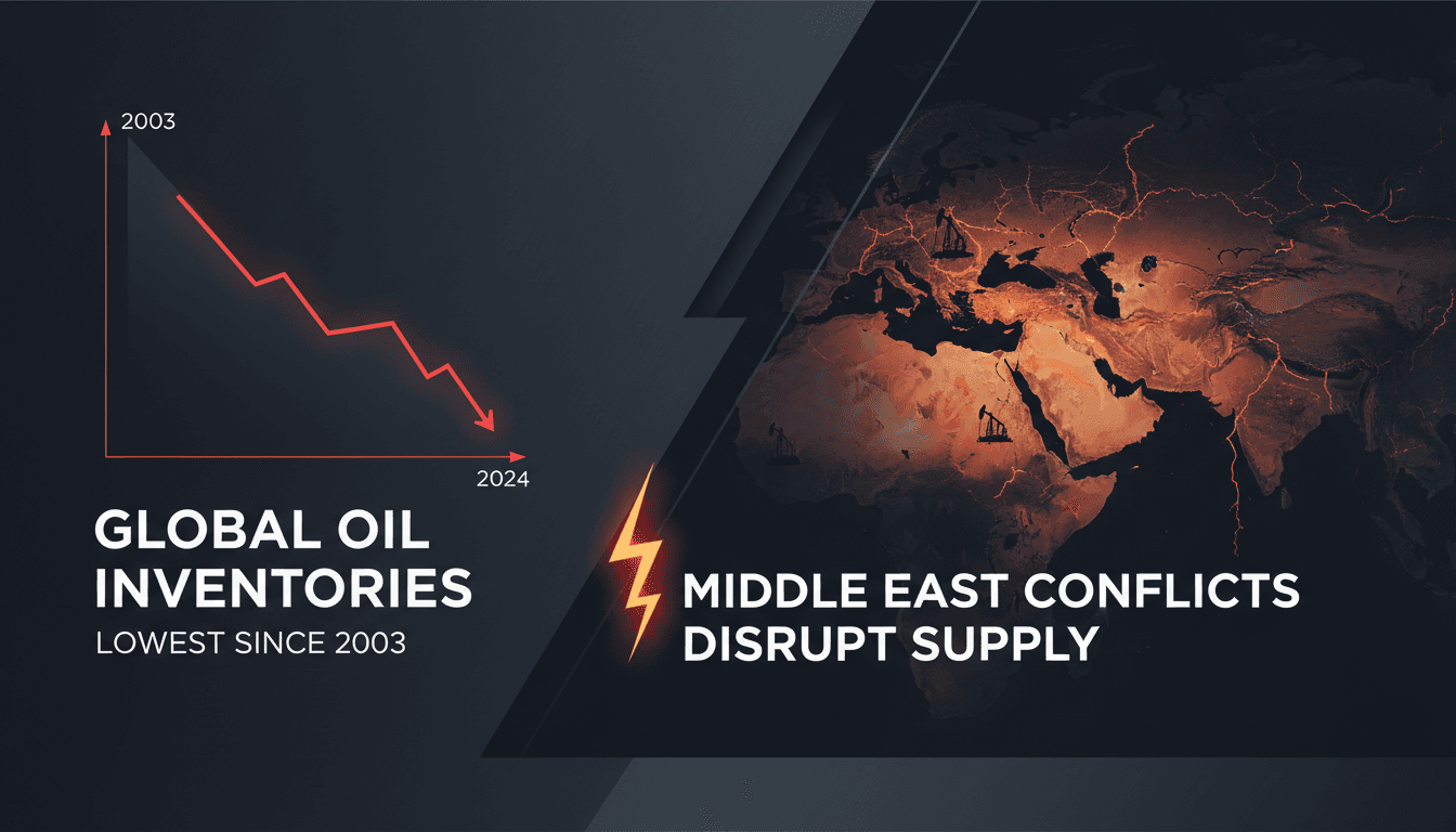 Graph showing the decline of global oil inventories since 2003