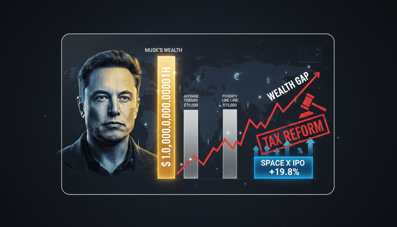 Elon Musk celebrating the historic SpaceX IPO that made him the world's first trillionaire.