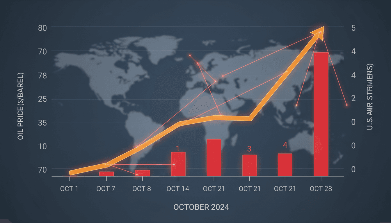 Oil price chart showing recent fluctuations due to geopolitical tensions.