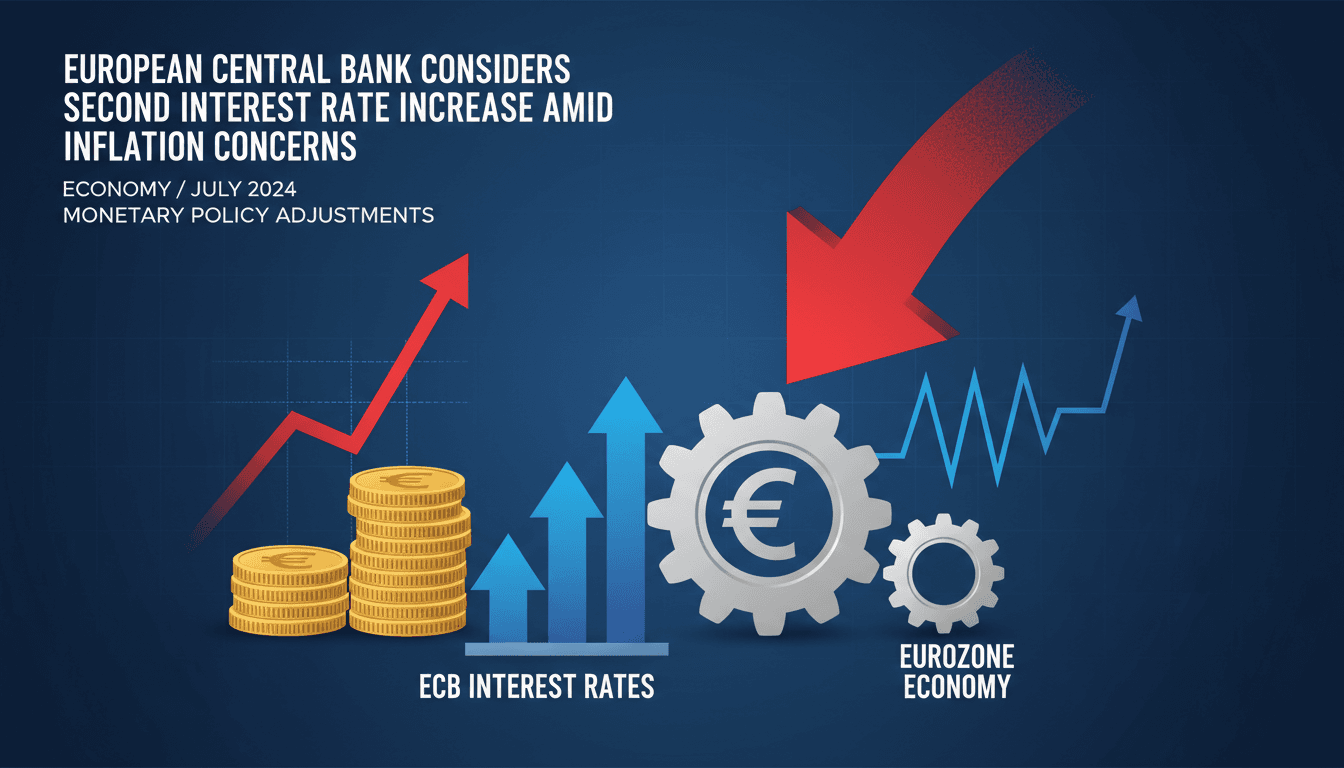 European Central Bank building with financial graphs overlay