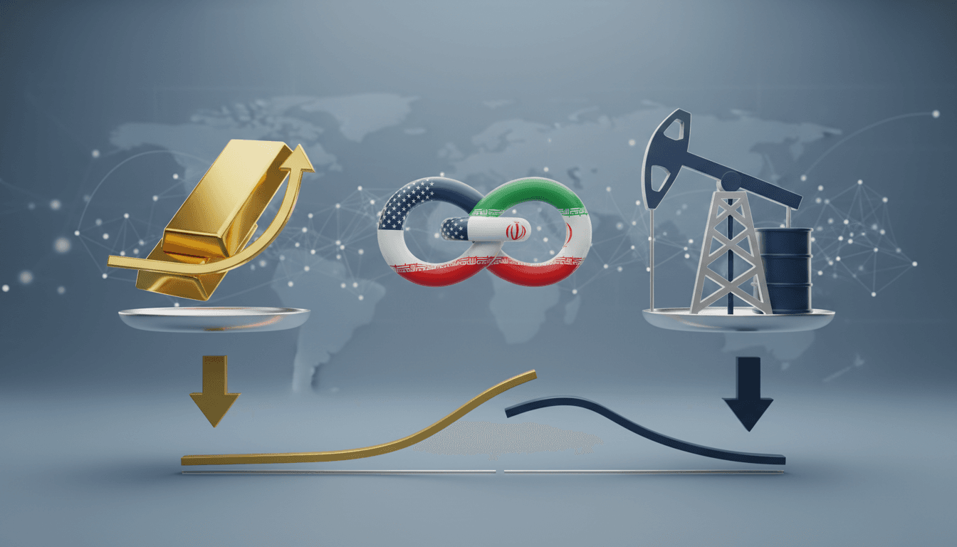 Gold bars with a backdrop of fluctuating market graphs