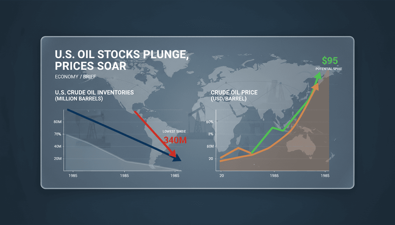 Graph showing the decline of U.S. crude oil inventories over time.
