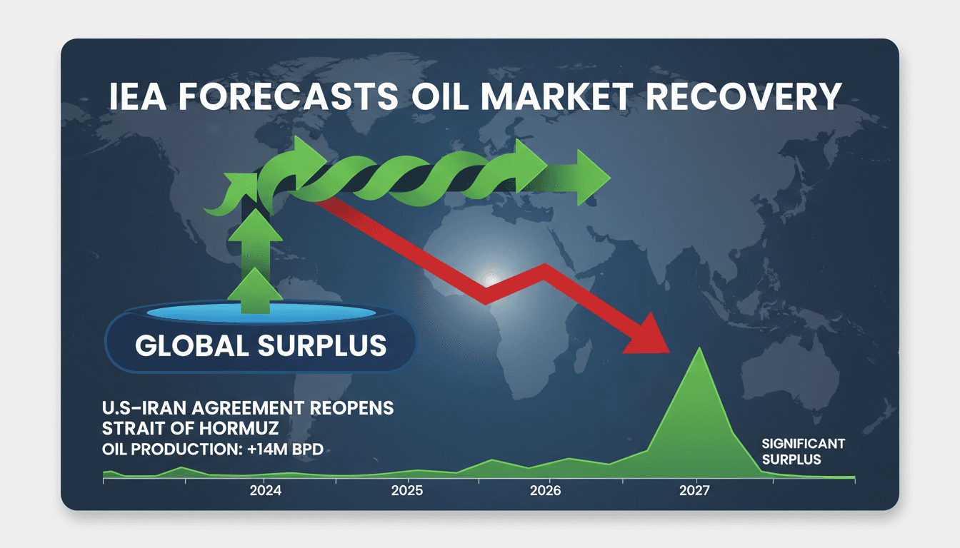 Graph showing projected oil supply surplus and pricing trends post-agreement