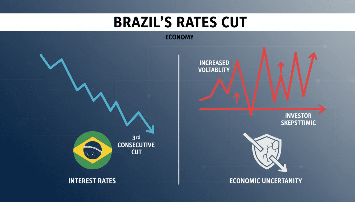 A graphic illustrating Brazil's central bank interest rate trends and market reactions.