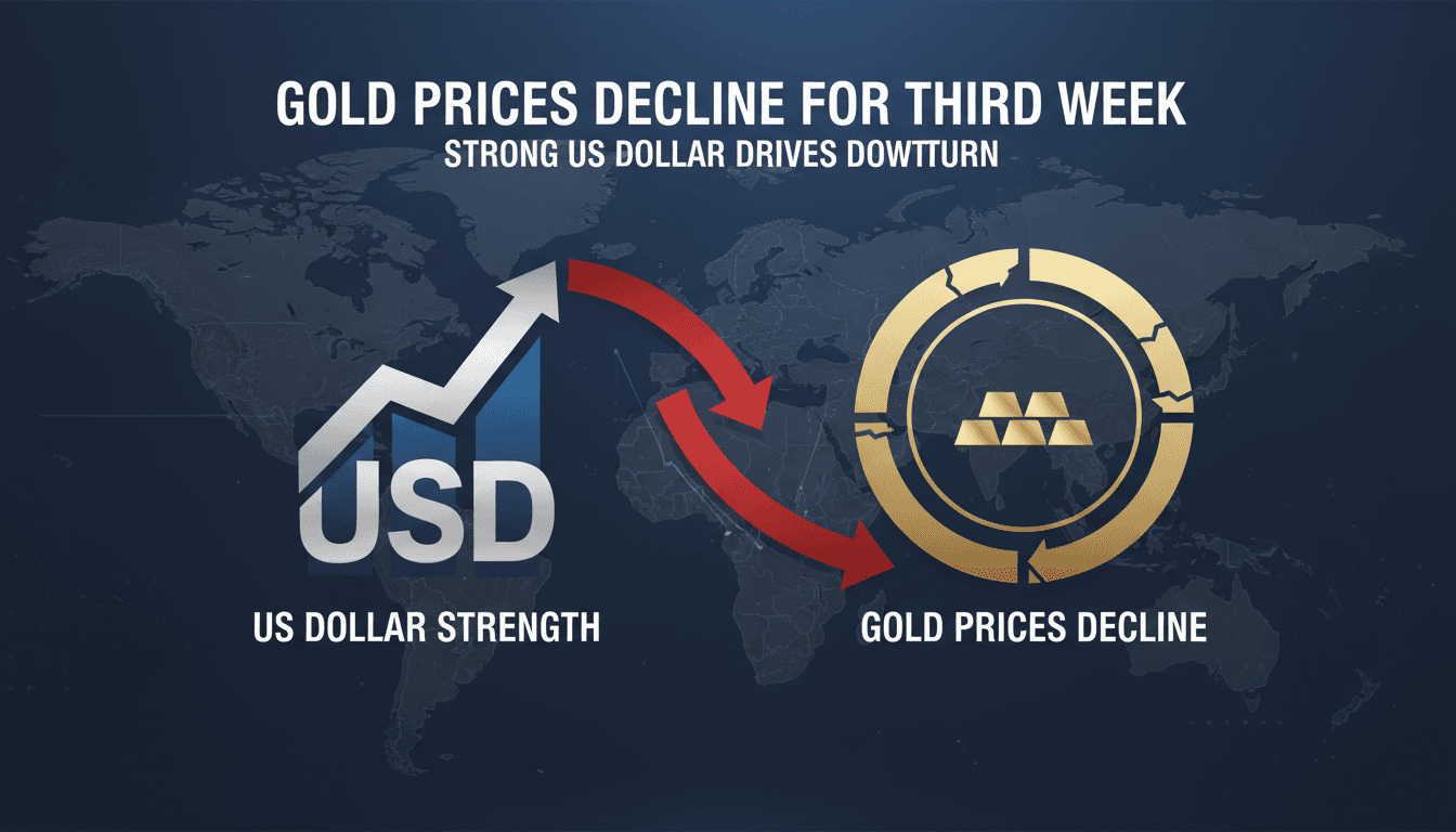 Gold prices decline for third consecutive week amid strong US dollar