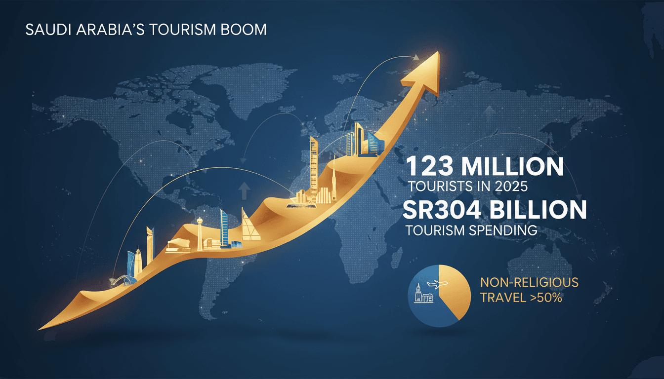Saudi Arabia records 123 million tourists and SR304 billion in tourism spending in 2025