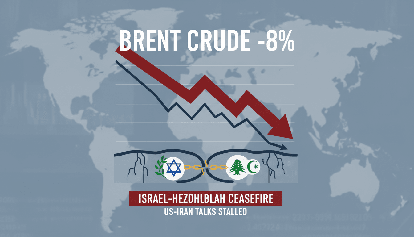 Graph showing the decline in Brent crude oil prices following geopolitical events.