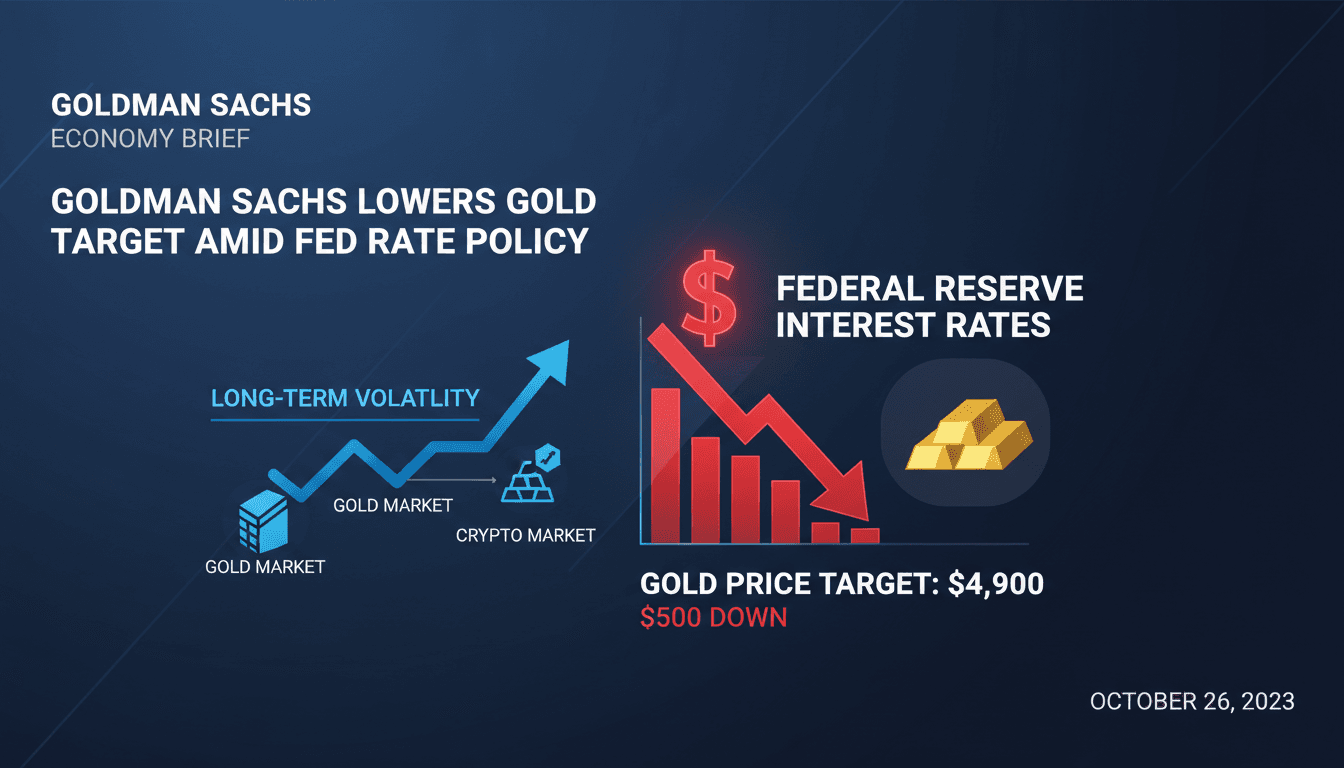 Goldman Sachs logo with gold bars and financial charts
