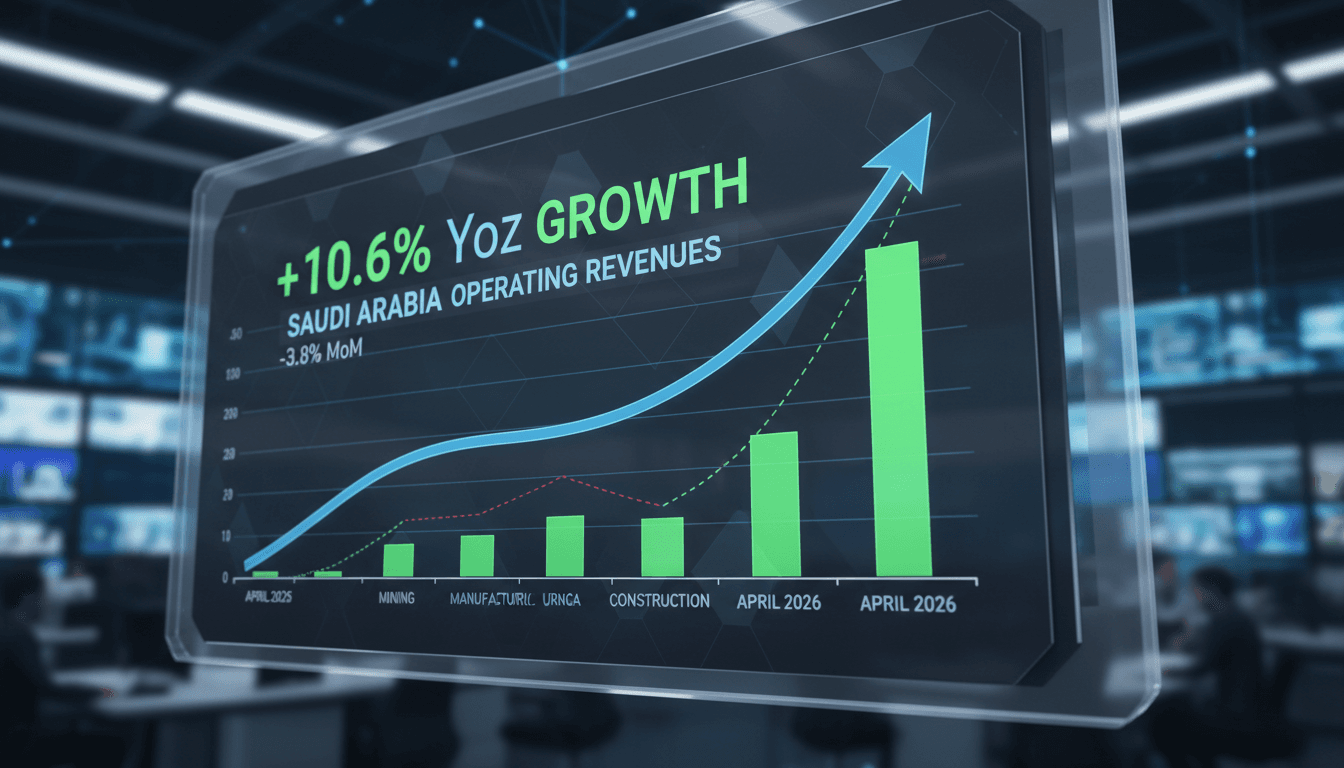 Graph showing Saudi Arabia's operating revenue growth trends in April 2026.