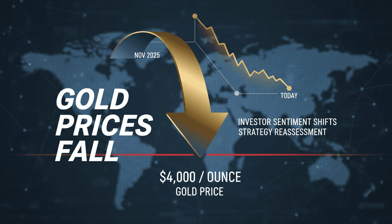 Graph showing the decline of gold prices below $4000 per ounce