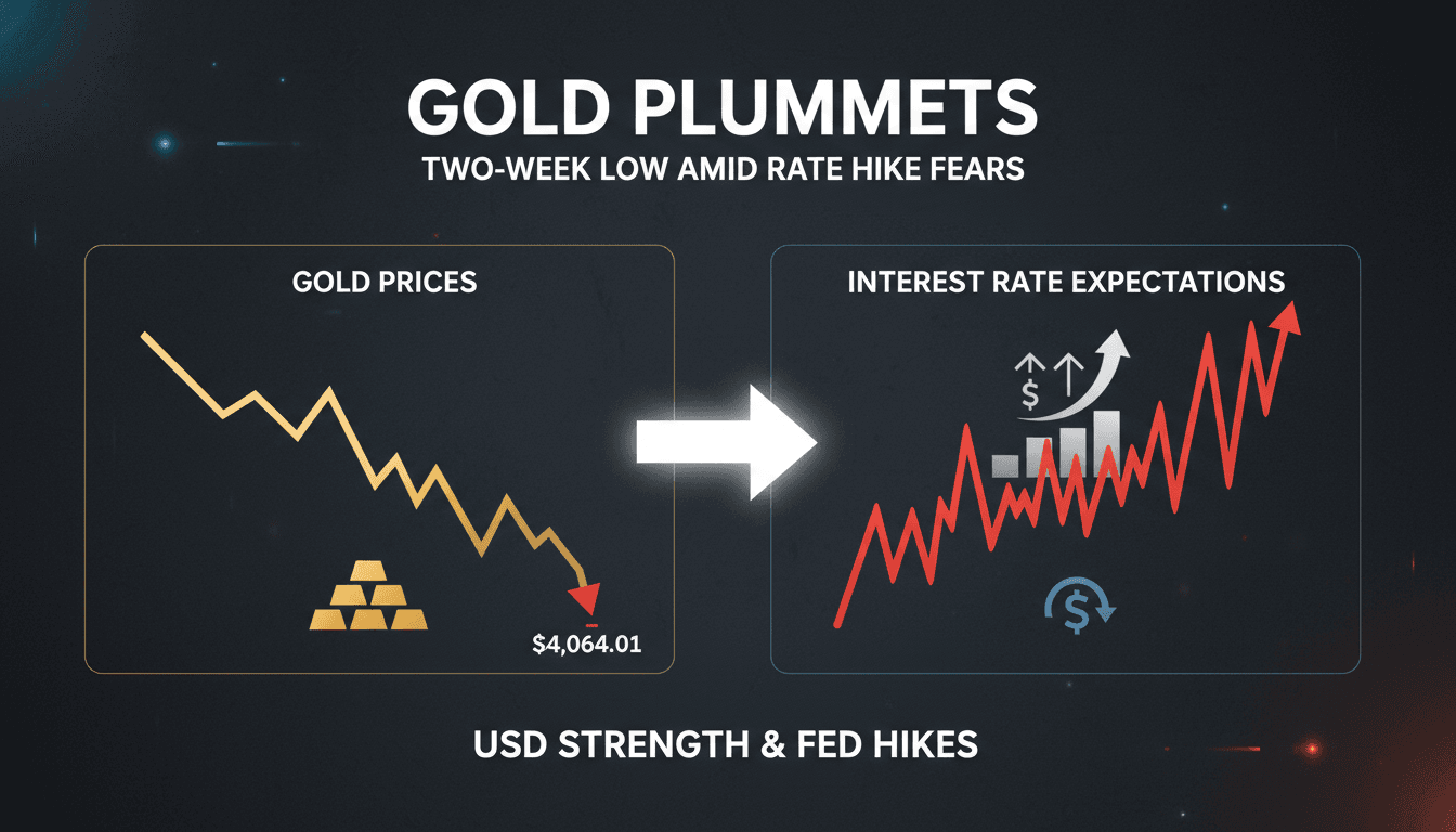 Gold bars with a declining price chart in the background
