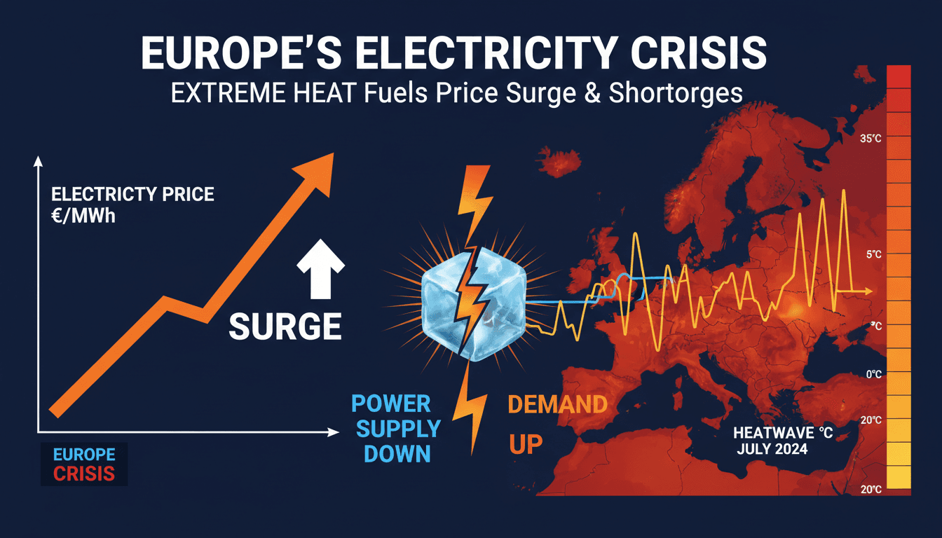 A graphic showing the impact of the heatwave on electricity prices in Europe.