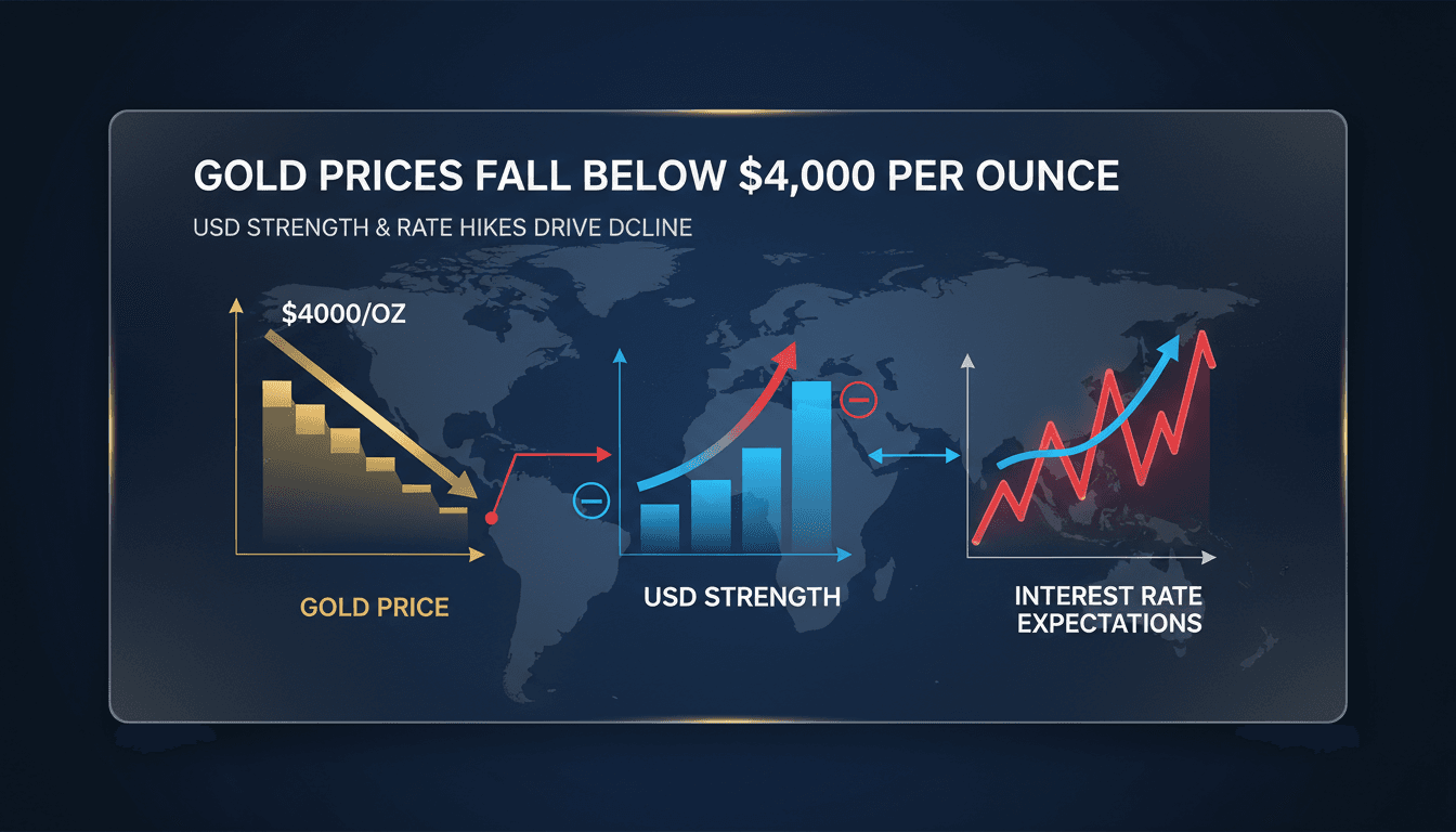 Gold prices fall below $4,000 per ounce for the first time since November