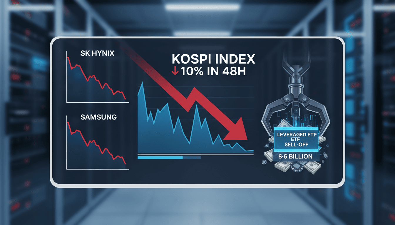 South Korean tech sector faces 10% drop in Kospi index driven by leveraged ETF sell-off