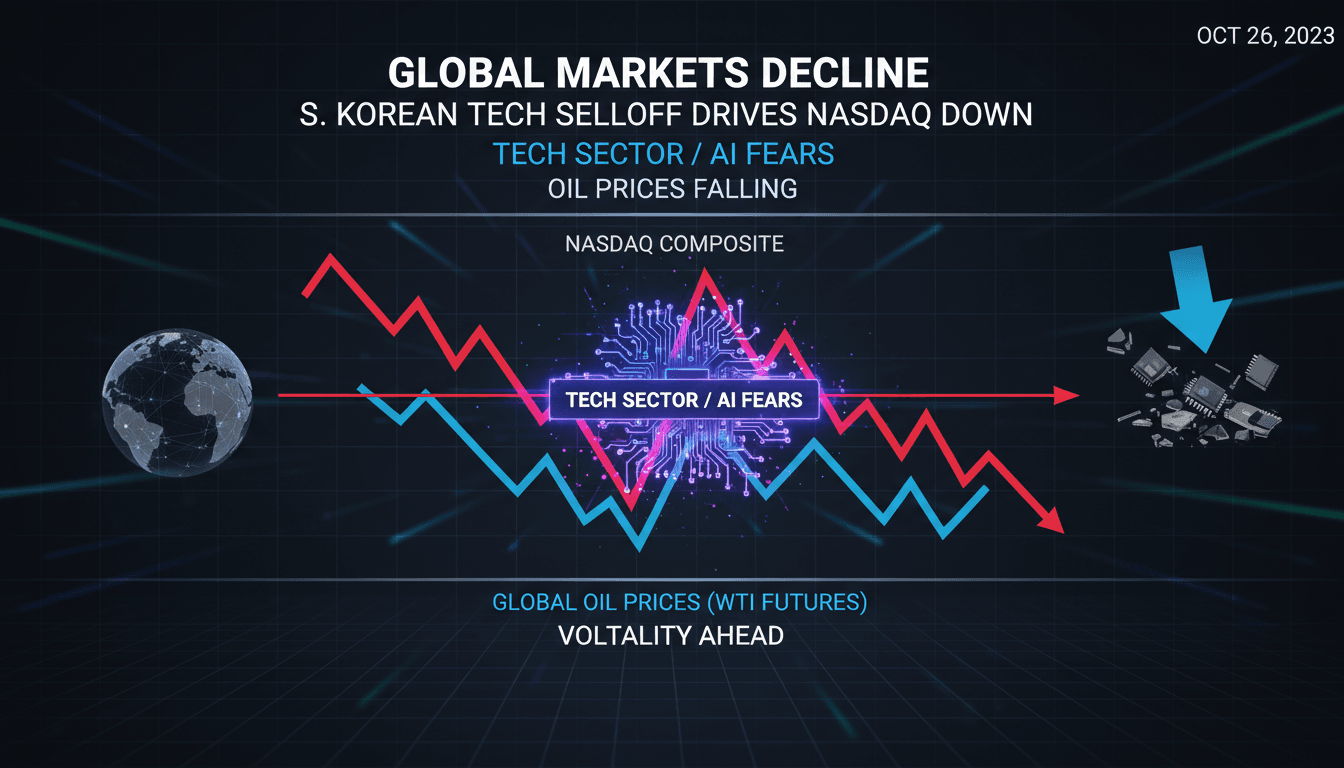 Global stock markets decline as South Korean tech selloff impacts Nasdaq
