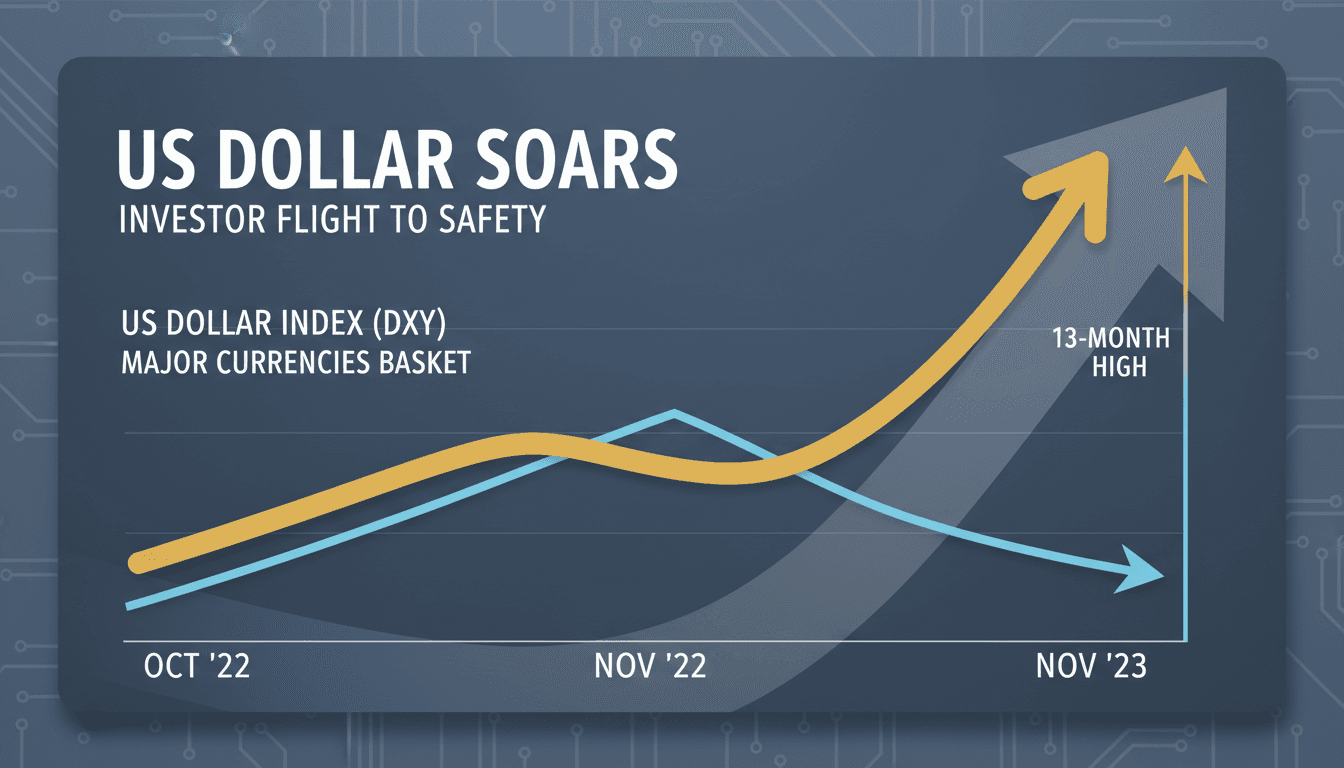 US dollar reaches 13-month high amid investor flight to safety