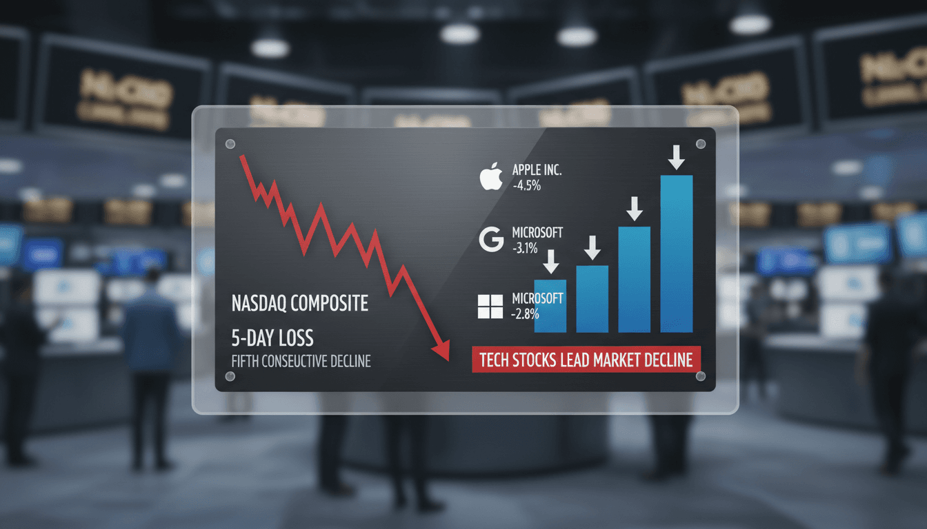 Nasdaq Composite performance chart showing recent declines