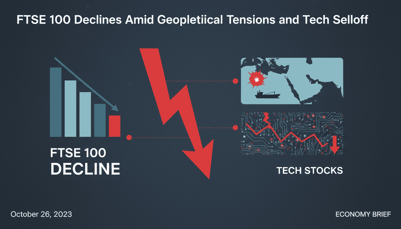 FTSE 100 Declines Amid Geopolitical Tensions and Tech Selloff