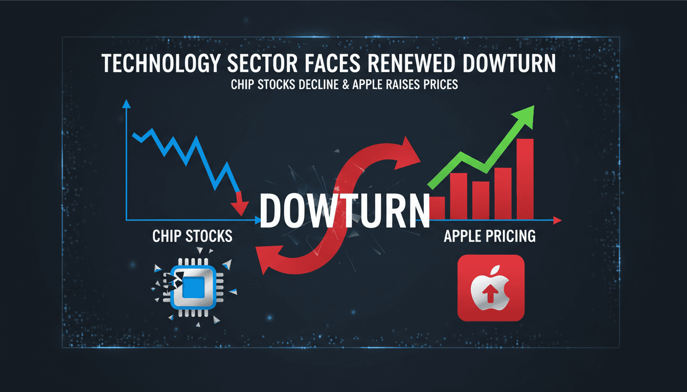 Technology sector faces renewed downturn as chip stocks decline and Apple raises prices