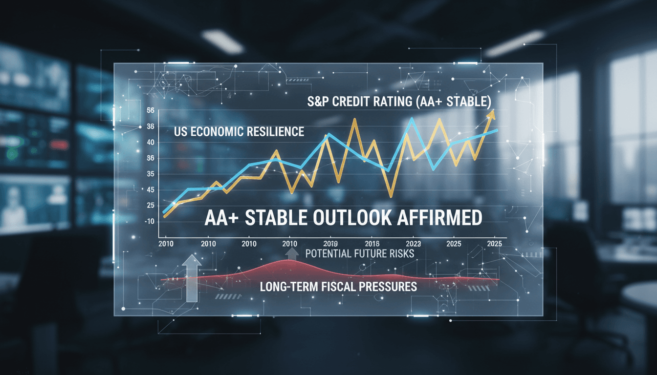 S&P credit rating affirmation graphic with economic indicators