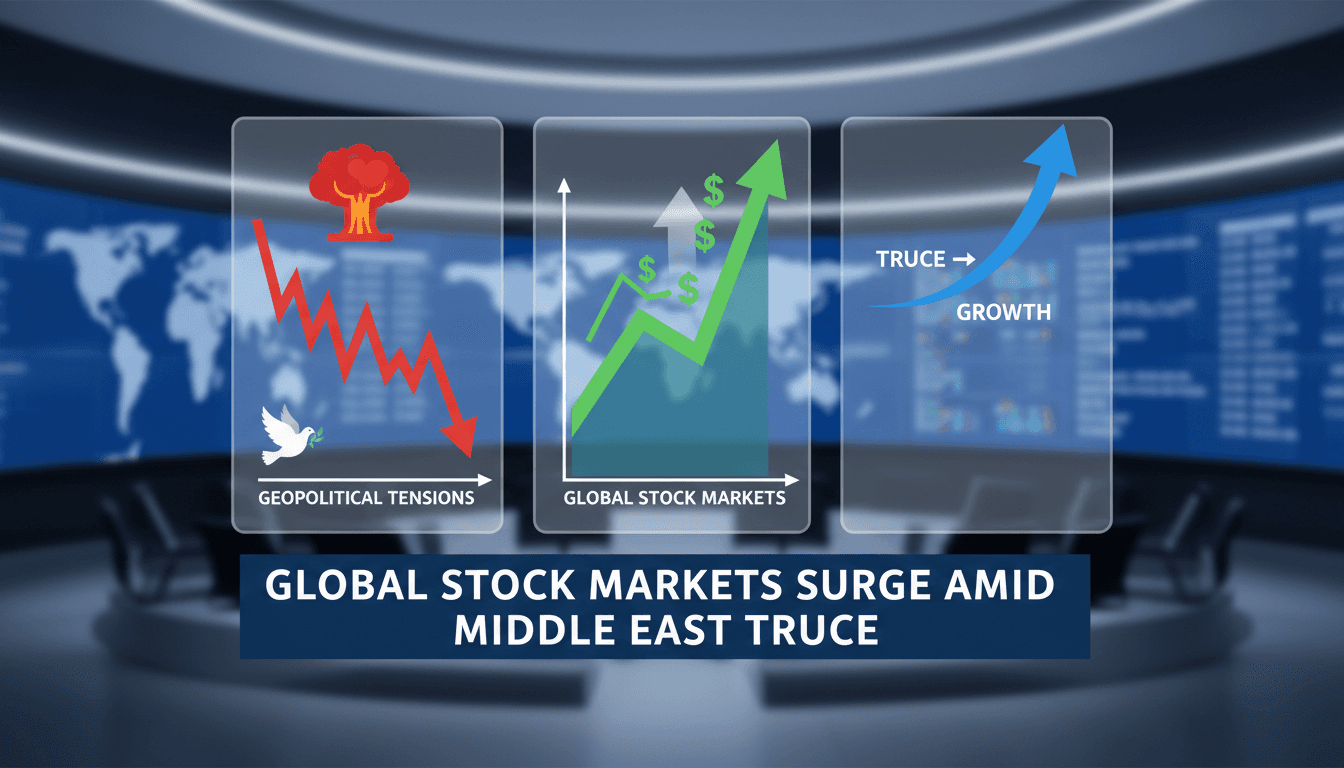 Stock market performance graph showing recent gains after geopolitical easing.