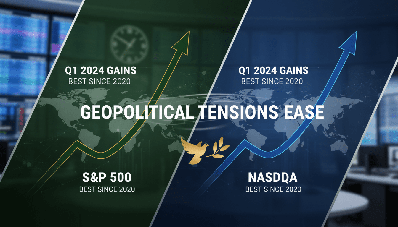S&P 500 and Nasdaq set for best quarterly gains since 2020 amid easing geopolitical tensions
